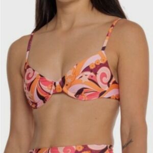 NEW Beach Riot Camilla Bikini Top S Starbright Swirl Pink Maroon Underwire‎ NWT